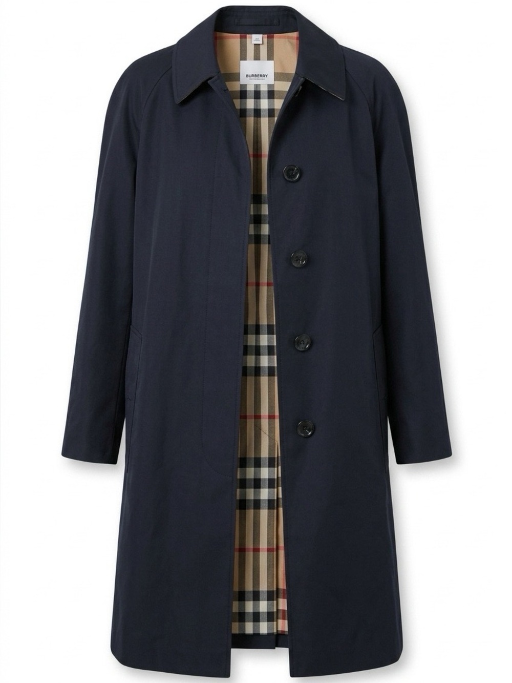 Burberry Black Trench Coat with Signature Check Lining Size 2